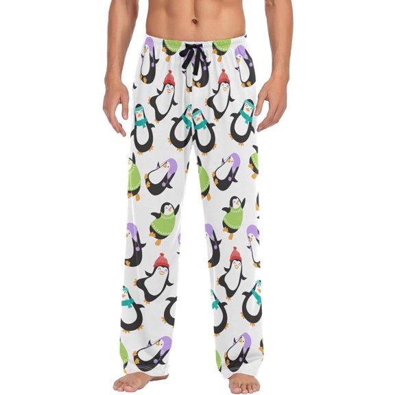 GZHJMY Penguin Pajama Pants for Men, Lounge Pants Lightweight Men Pajama Bottoms with Drawstring Pockets, Christmas New Year Birthday Gifts, X-Large