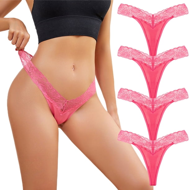 Bragas Gibobby Regalo de Navidad 4 piezas Calzoncillos Bragas de encaje sexy Ropa interior Bikini Sólido