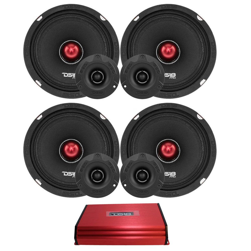 2 Pairs of DS18 PROX6.4BMPK 6.5" Midrange Speakers + Class D 4Channel