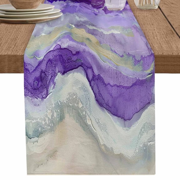nqOlkjepod Purple Coastal Table Runner 48 Inches Long Farmhouse Dress Scarves, Summer Beach Nautical Abstract Art Dining Tablerunner for Coffee Table/Kitchen Island/Party Décor, 13" x 48"