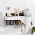 thumbnail image 3 of Kitchen-dream Haartrocknerhalter,Fönhalter Ohne Bohren, Fönhalter mit 2 Ablagefächer, Badezimmer Ablage-Grau, 3 of 5