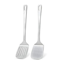Stainless Steel Spatulas Set, Metal Spatula Solid Slotted Turner, Heavy Duty Sturdy Spatula for Kitchen Use,1 * spatula 1 * frying spatula,Silver