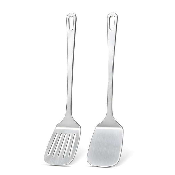 Juego de Espátulas de Acero Inoxidable, Espátula de Metal con Ranuras Sólidas, Resistente y Duradera para Uso en la Cocina.