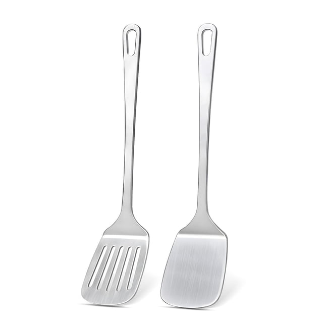 Juego de Espátulas de Acero Inoxidable, Espátula de Metal con Ranuras Sólidas, Resistente y Duradera para Uso en la Cocina.