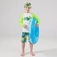 thumbnail image 2 of Gubotare Rash Guard for Boys Swim Set Kid Little Boys Swimsuits Trunk Rashguard Long Sleeve Top Shorts Two Pieces Bathing Suit Swimwear Outfit Size 9-10 Years (Green,9-10 Years), 2 of 9