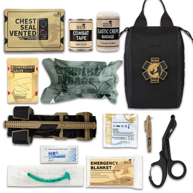 Rhino Rescue 002M IFAK bolsa Molle militar, Kit de primeros auxilios, supervivencia al aire libre, bolsa médica de emergencia, equipo táctico de Trauma