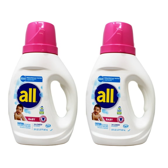 All Liquid Laundry Detergent, Gentle for Baby, 24 Loads, 30 FL OZ - 2 Pack
