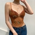 thumbnail image 5 of MRULIC tank top for women Women Solid Sleeveless Overlap Cross Sling Crop Tank Top Vest Womens tank tops Brown + M, 5 of 9