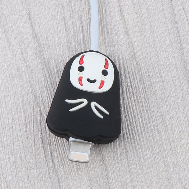 Anime Cable Protector Cartoon Charger Protector Cable Winder Cute Cable Bite Organizer Data Line Protective Cover For iPhone faceless man