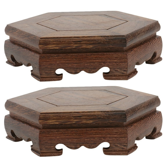 WSTEER 2Pcs Wood Plant Stand Wooden Planter Pedestal Wood Flowerpot Holder Home Flower Plant Riser