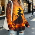 thumbnail image 4 of Uootdi Halloween Sweatshirts for Women V Neck Witch Pumpkin Graphic Womens Sweatshirt Oversized Fit Costume Night Soft Womens Tops Gift, 4 of 7