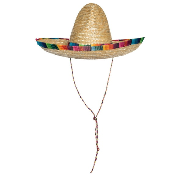 UNDERWRAPS Straw Sombrero Party Hat - Large 20" Wide Sombrero Hats for Halloween & Party Favor, Fiesta Cinco de Mayo Decorations, Cowboy Costume Straw Hat