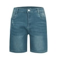 thumbnail image 4 of Kopltyrfg Denim Shorts Stretchy for Women High Waisted Roll Up Hem Jean Shorts Dark Blue XS, 4 of 9
