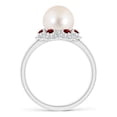 thumbnail image 2 of Angara Freshwater Cultured Pearl Floral Ring with Rubies in 14K White Gold for Women | June Birthstone Jewelry for Her, 2 of 8