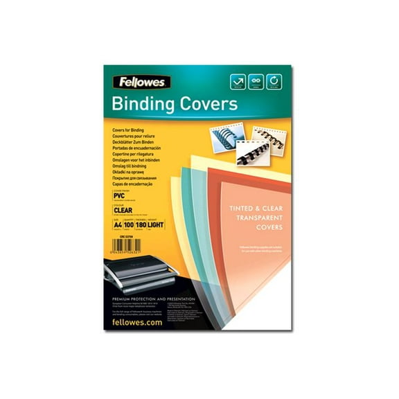 Fellowes - A4 (8.25 in x 11.7 in) - 180 micron - clear - 100 pcs. PVC binding cover