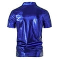thumbnail image 4 of Mens Tops Solid Slim-Fit Short Sleeve Stand Collar T-Shirt Blouse, 4 of 5