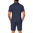 thumbnail image 3 of Kixjoy Men's 2 Piece Outfit Sets Short Sleeve Big and Tall Collared T-Shirts and Shorts Set Lounge Soft Sports Tracksuit Men, Navy 3XL, 3 of 4