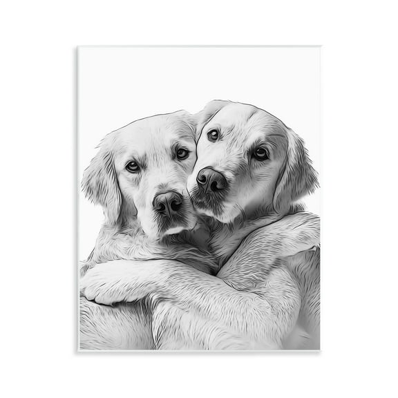Stupell Industries Two Hugging Dogs Animals & Insects Painting Unframed Art Print Wall Art, 11 x 14