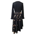 thumbnail image 4 of Women's Dresses Casual V-Nek Long Sleeve Dress Floral Print Vintage Midi Dress with Irregular Hem Black 2XL, 4 of 6