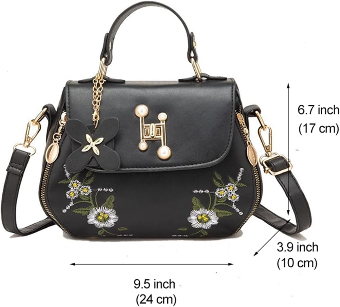 Women Satchel Bags Handle Shoulder Handbags and Purses Pockets Zipper Leather Crossbody Bags