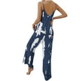 thumbnail image 4 of Wycnly Womens Jumpsuits Fashion High Waist Loose Wide Leg Cami Long Jumpsuits Trendy Tie-Dye V-Neck Sleeveless Maxi Summer Rompers Blue xl, 4 of 4