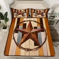 thumbnail image 2 of Manfei Boys Girls Vintage Texas Star Full Size Sheets 4-Piece,Exotic Style Breathable Bed Sheets,Western Theme Lightweight Sheet Sets,Microfiber Bedroom Decor, 2 of 7