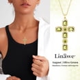 thumbnail image 3 of Linawe Peridot Green Cross Necklace for Women, Gold Plated Jewelry Cross Charm Pendant Chain Necklace, Crystal Imitation Diamond Birthstone Rhinestone Necklace, Catholic Birthday Mom Gifts, 3 of 7
