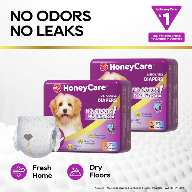 Honey Care All-Absorb Disposable Female Dog Diapers Small Size 40