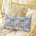 thumbnail image 4 of Blue Pink Spring Floral Pillow Covers, Linen Long Throw Pillow Case, Vintage Summer Botanical Holiday Pillow Protector Decorative Cushion Cover for Living Room/Bedroom 24" x 36", 4 of 8