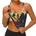 thumbnail image 3 of Fotbe World Map Guitar Illustration Sujetador Deportivo Largo sin Aros para Mujer con Almohadillas y Soporte Medio, Transpirable y Absorbente, Camiseta Tipo Chaleco o Tank Top-XX-Large, 3 of 8