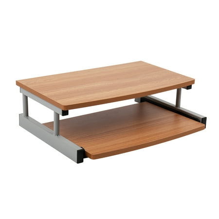 Mind Reader - 2 Tier Monitor Stand w/Sliding Drawer - Brown