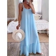 thumbnail image 3 of Aimik Women's Casual Sleeveless Spaghetti Strap U-Neck Regular Pleated Plus Size Long Dress Summer Loose Maxi Dress, 3 of 6