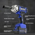 thumbnail image 3 of 20V Cordless Impact Wrench/Driver, 1/2＂ 400 N·m High Torque 2300 RPM, Brushless with 5 Modes & LED. Kit with 3.0Ah Battery, Fast Charger, 4 Sockets for Automotive and DIY Repair (Blue), 3 of 9