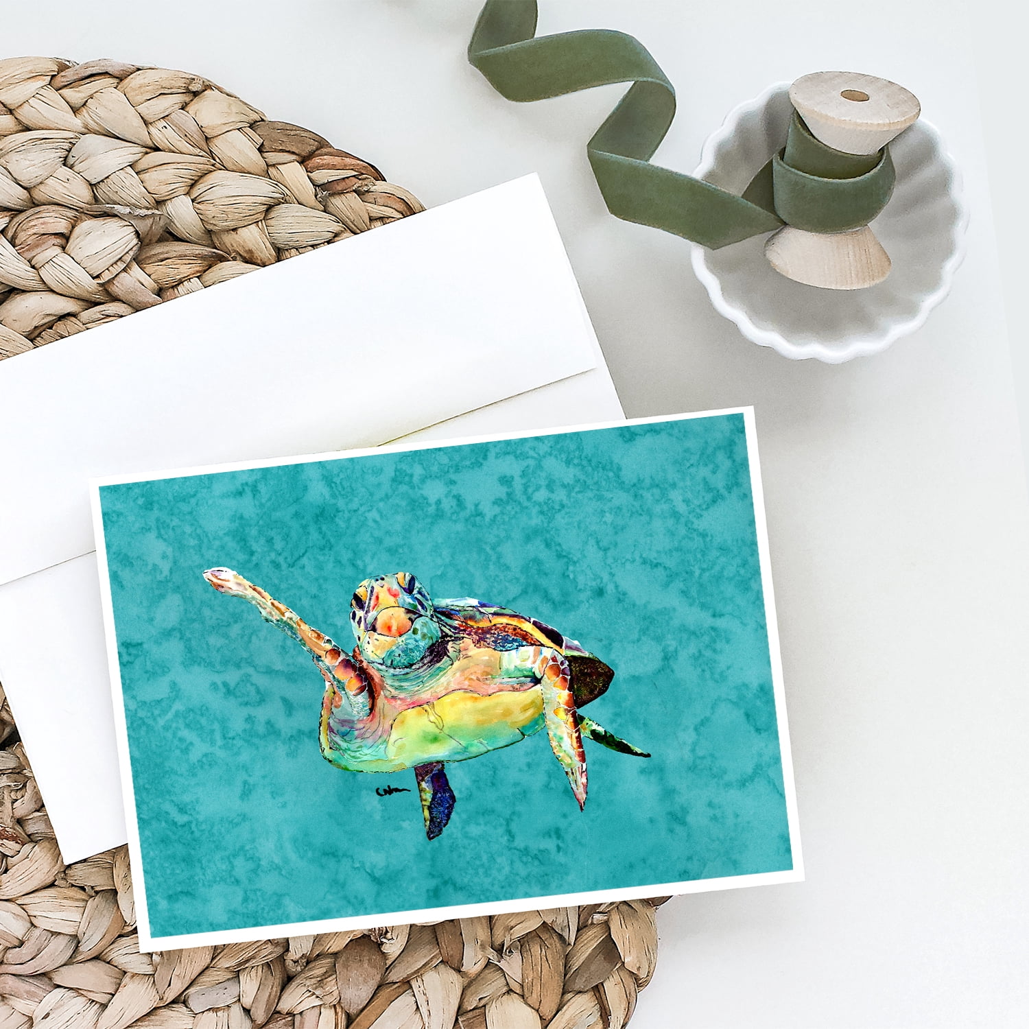 Loggerhead Turtle Hi Five Greeting Cards and Envelopes Pack of 8