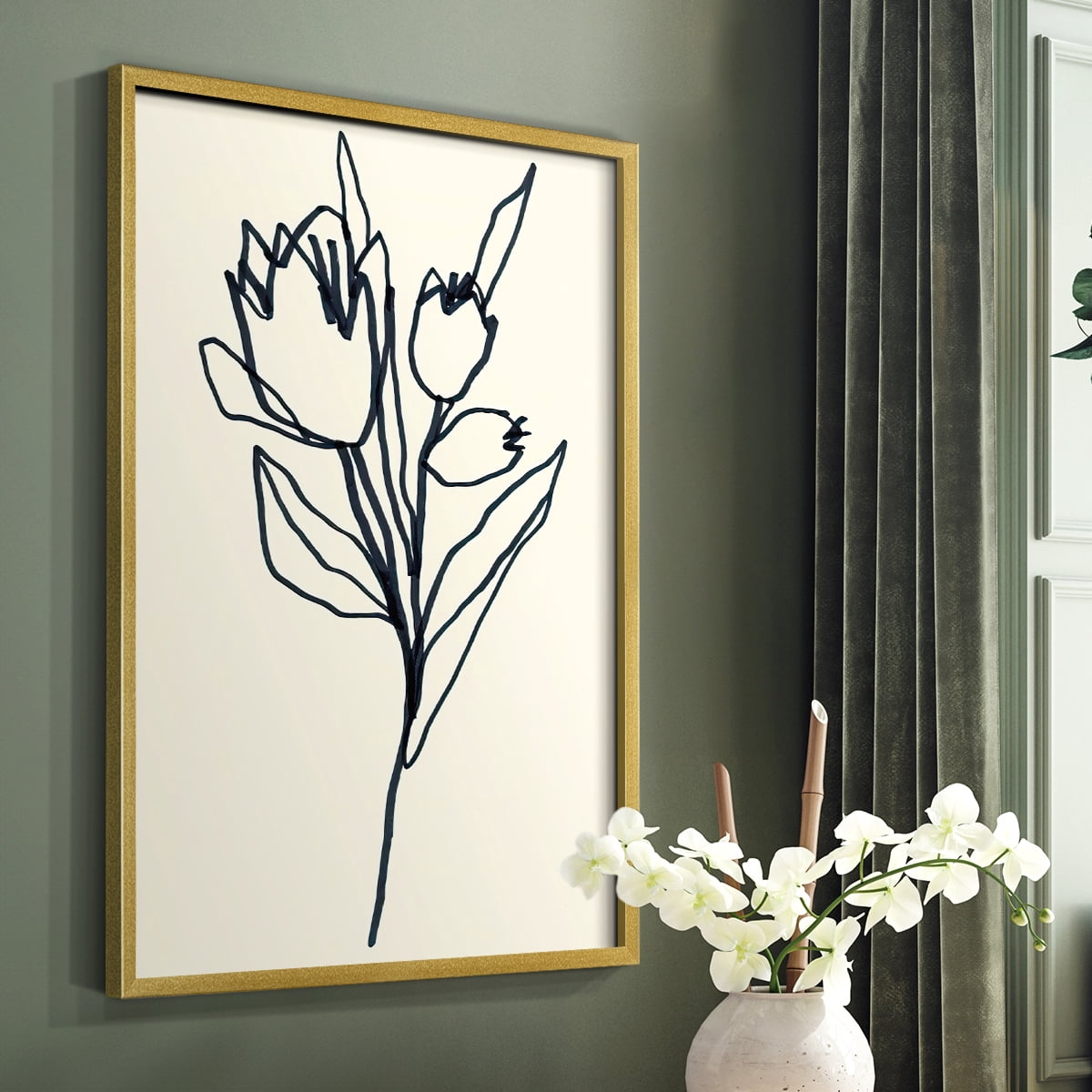 Floral Marker II in Paper Solid Wood 22 x 28 Framed Print