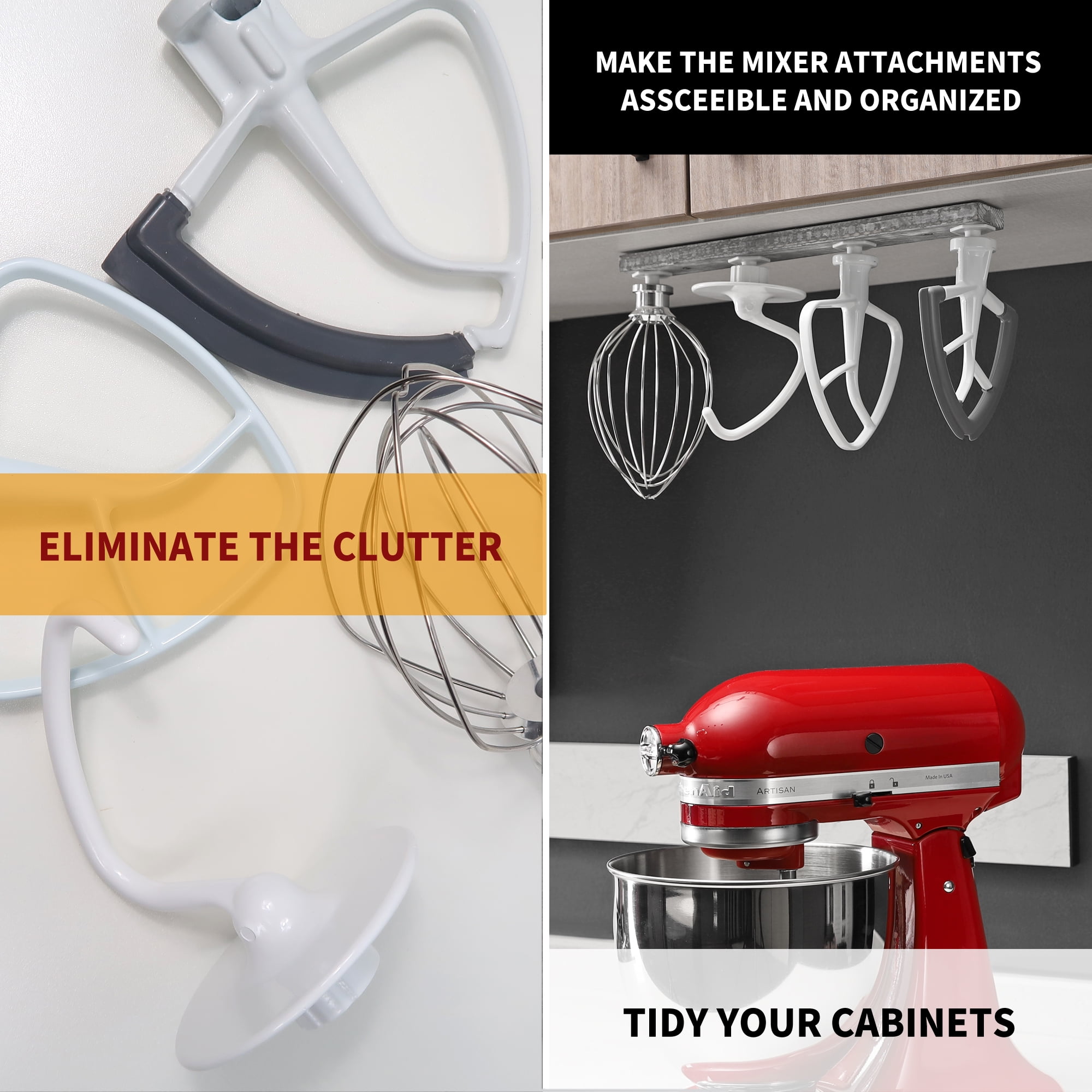 Kitchen Mixers Attachments Hangers for Organizing Kitchen Aid Stand Mixer  Attachments (4pcs Red )