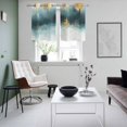 thumbnail image 4 of Modern Teal Gold Kitchen Curtains Small Short 39 Inch Length, Abstract Geometric Lines Grommet Top Bedroom Living Room Curtains, Light Filtering Cafe Curtain Drapes 2 Panels Set 55''x39'', 4 of 9