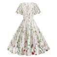 thumbnail image 1 of Birdeem Robe à Manches Courtes pour Femmes Mode Décontractée Ample Imprimée Robe à Manches Courtes Col Rond Robe d'Été Ourlet Grand Robe Courte pour Femmes Aguichant, 1 of 6