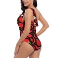thumbnail image 6 of Balery Tomatoes And Chili One Shoulder Swimsuits for Women Ruffle Swimsuits Tummy Control One Shoulder Bathing Suits-X-Large, 6 of 8