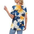 thumbnail image 6 of Plus Size Blouses for Women Floral Casual Ladies' Tops Pleated Short Sleeve Round-Neck Blouses Shirts Multicolor Womens Summer Outwear Comfortable Vacation Beach Fashion, 6 of 8