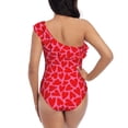 thumbnail image 5 of Easygdp Red Love Heart Women's One Shoulder Ruffle Monokini Bathing Suits with Removable Chest Pad, Quick Drying - Medium, 5 of 8