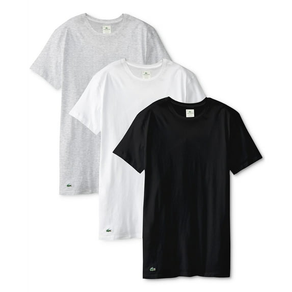 Lacoste Men's 3 Pack Supima Cotton Crew-Neck T-Shirt Solid Short Sleeve Undershirts