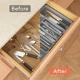 thumbnail image 6 of Norcho Silverware Drawer Organizer, Expandable Utensil Tray for Kitchen, Cutlery and Flatware Holder, Adjustable Storage for Spoons, Forks and Knives, 13–22 x 15", Gray, 6 of 7