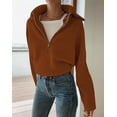 thumbnail image 3 of BTFBM Womens Sweaters Quarter Zip Pullover V Neck Collar Long Sleeve Ribbed Knit Loose Casual Winter Fall Sweater, 3 of 8