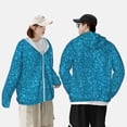 thumbnail image 3 of Rocae Blue Glitter Print Breathable Sun Protection Hoodie Quick-Dry Lightweight Long Sleeve Hoodie Unisex Running Sports Shirt 3X-Large, 3 of 9