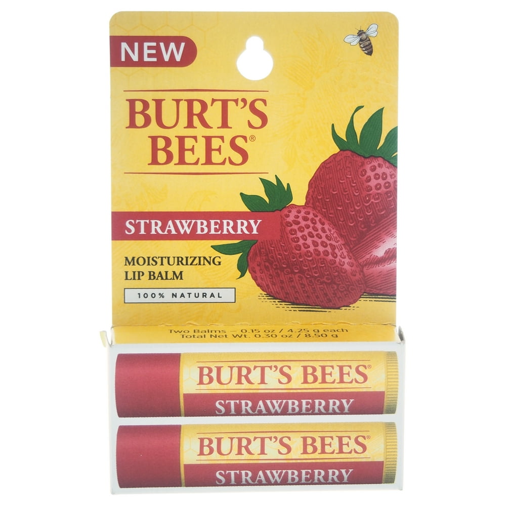 Strawberry Moisturizing Lip Balm Twin Pack by Burts Bees for Unisex 2