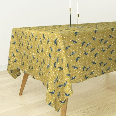Tablecloth Magpie Bird Australian Dots Mustard Leaves Leaf Cotton Tablecloth Magpie Bird Australian Dots Mustard Leaves Leaf Cotton Sa