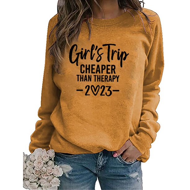 ICHUANYI Clearance Women's Fashion Printed Loose T-shirt Long Sleeves Blouse Round Neck Casual Tops(Orange, XL) ICHUANYI WER2023081203976