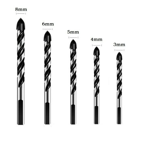 

5PCS Triangular Tungsten Carbide Drill Bit For Porcelain Concrete Glass 3-8mm