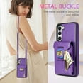 thumbnail image 5 of Allytech Cards Holder Wallet Back Case for Samsung Galaxy S23 FE 5G, PU Leather 5 Cards Slots Cover for Girls Women Stand Shockproof Bumper Case with Metal Buckle Lanyard - Purple, 5 of 7